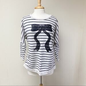 Ilwee Stripped Bow Print Sweatshirt M